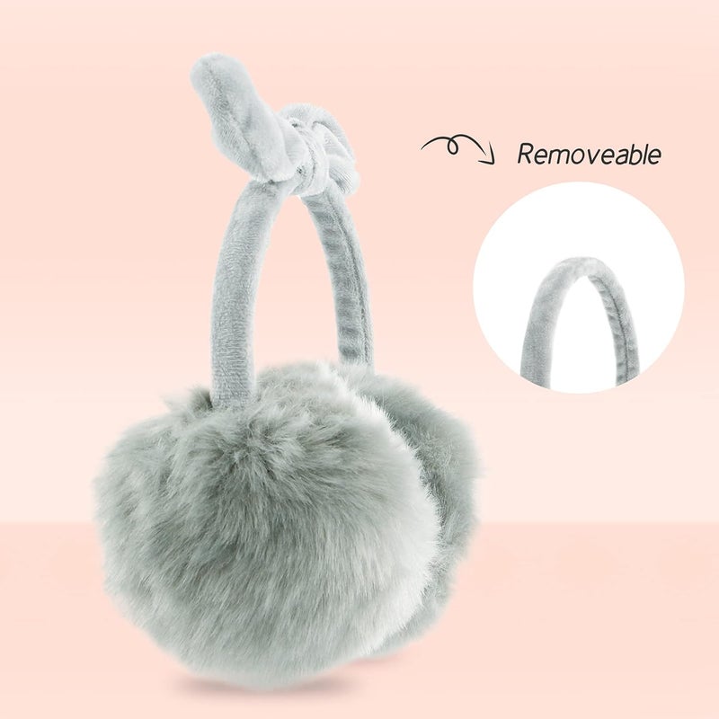 POXIMI Store Women Winter Earmuffs Girl Ski Adjustable Ear Covers for Cute Bow Ear Warmer Outdoor Earmuff Fleece Lining - Image 2